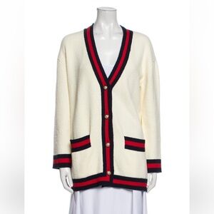 Gucci Cream Cardigan with Red and Black Trim